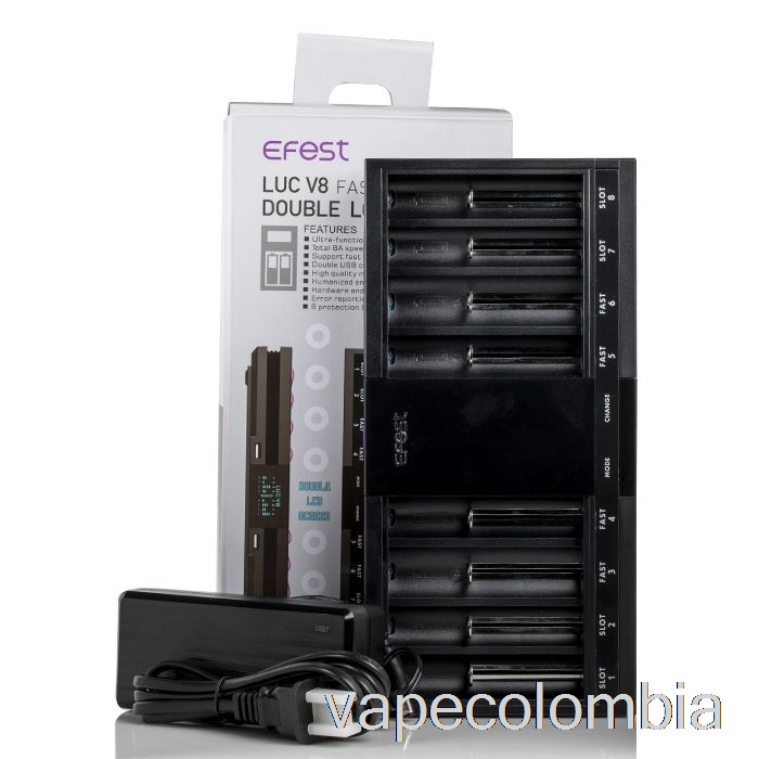 Vape Recargable Efest Luc V8 Doble Pantalla Lcd Cargador De Batería Rápido