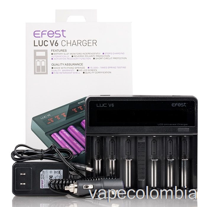 Vape Recargable Efest Luc V6 Cargador Universal Lcd De 6 Bahías