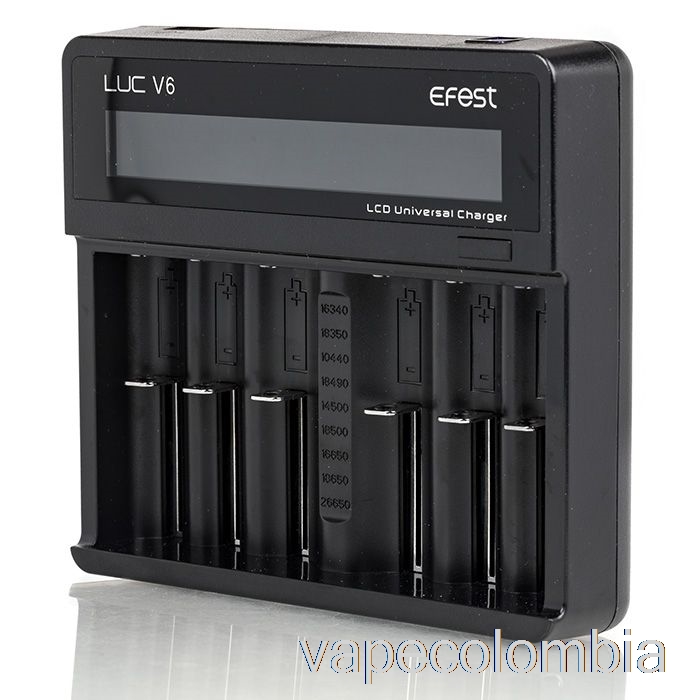 Vape Recargable Efest Luc V6 Cargador Universal Lcd De 6 Bahías