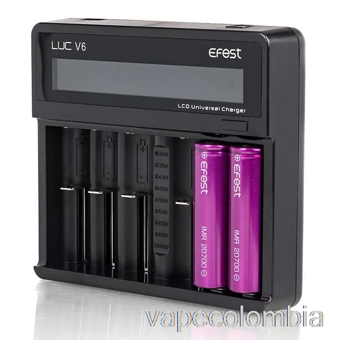Vape Recargable Efest Luc V6 Cargador Universal Lcd De 6 Bahías