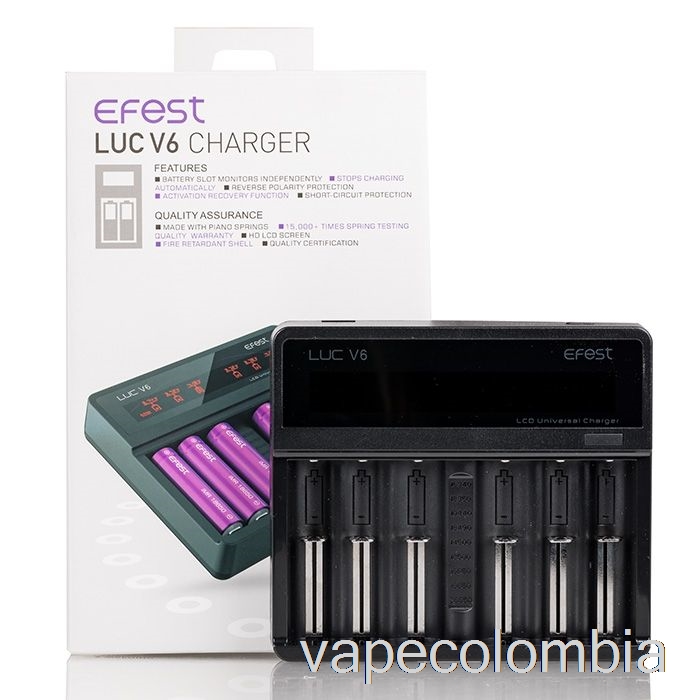 Vape Recargable Efest Luc V6 Cargador Universal Lcd De 6 Bahías
