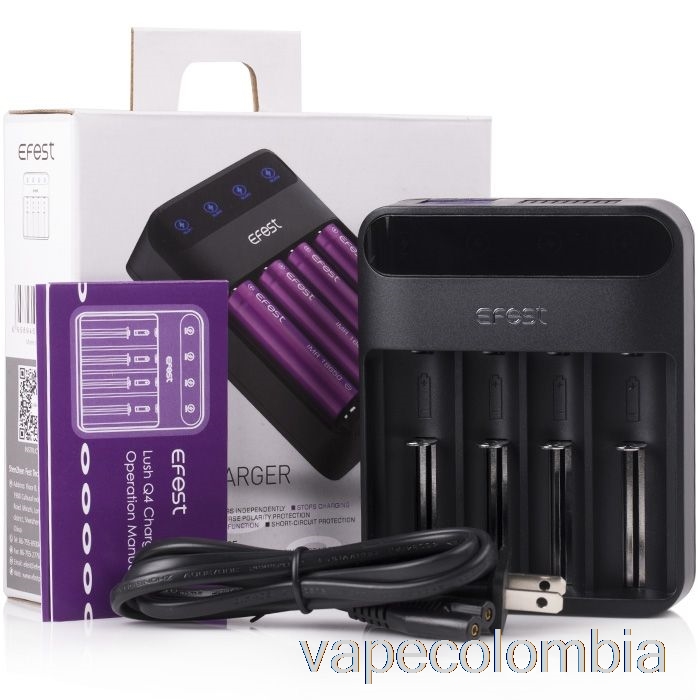 Kit Completo De Vapeo Efest Lush Q4 Cargador De Batería Led Inteligente De 4 Bahías