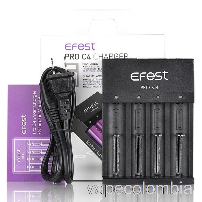 Vape Recargable Efest Pro C4 Cargador De Batería Inteligente De 4 Bahías