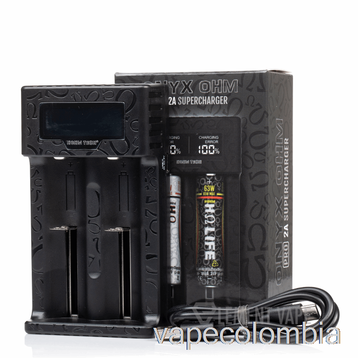 Vape Recargable Hohm Tech Onyx Ohm 2a Cargador Con Pantalla De Matriz Cargador De 2 Bahías