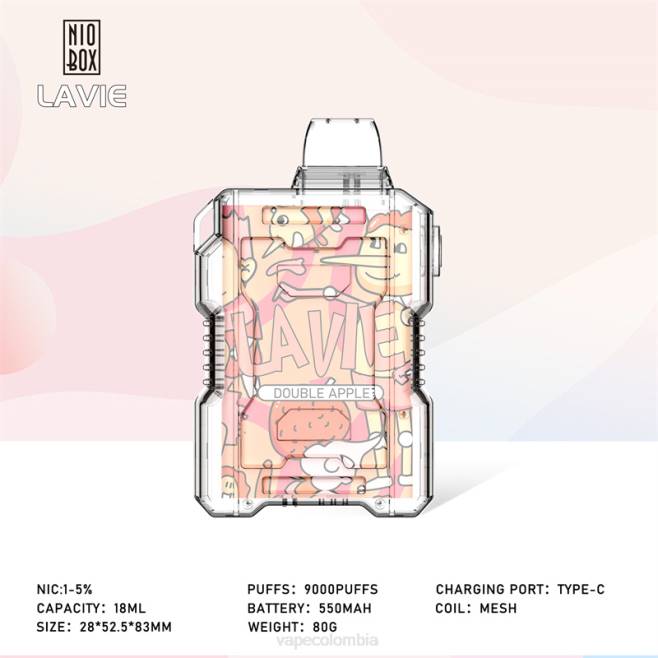 Vape Colombia - manzana doble 0L48195 LAVIE NIO BOX 9000 bocanadas