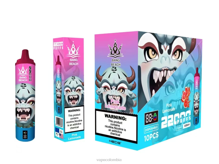 Vape Colombia - Bang Beach Pantalla inteligente de 22000 inhalaciones. H68XP15 limonada rosa