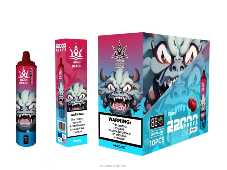Vape Colombia - Bang Beach Pantalla inteligente de 22000 inhalaciones. H68XP17 cereza
