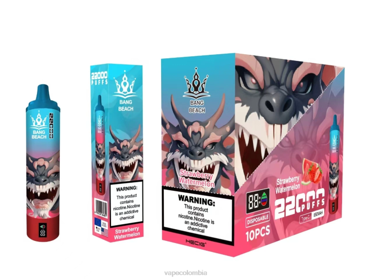 Vape Colombia - Bang Beach Pantalla inteligente de 22000 inhalaciones. H68XP23 sandia fresa