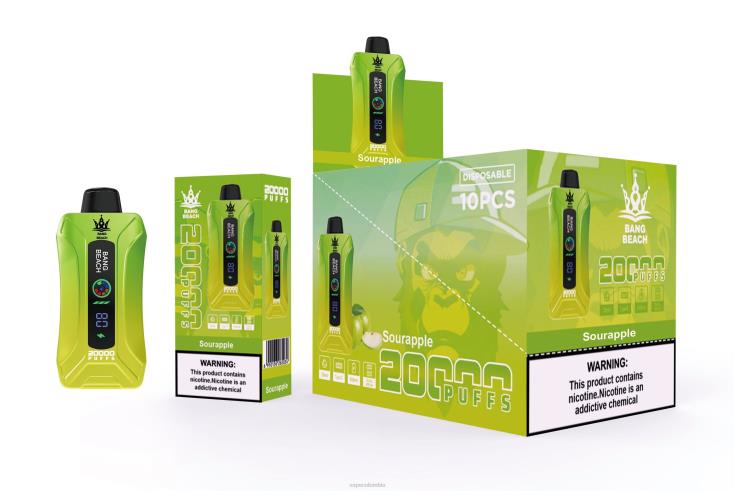Vape Colombia - Bang Beach vape elegante de la pantalla de 20000 soplos H68XP1 manzana agria
