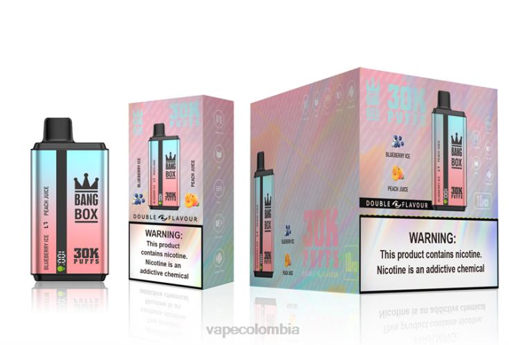 Vape Colombia - Bang Box 30000 inhalaciones de dos sabores. H68XP63 hielo de arándanos y jugo de durazno