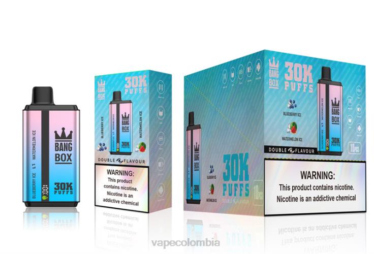 Vape Colombia - Bang Box 30000 inhalaciones de dos sabores. H68XP69 hielo de arándanos y hielo de sandía
