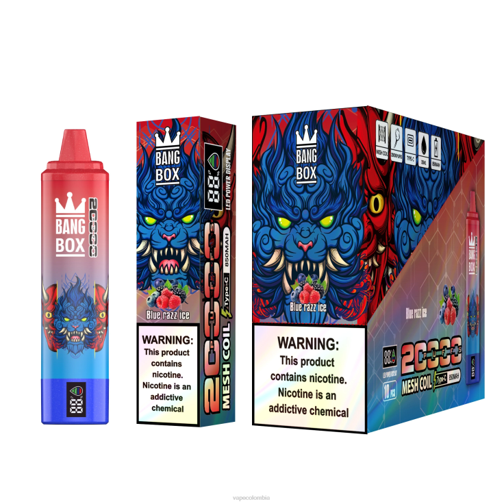 Vape Colombia - Bang Box Pantalla inteligente de 20000 inhalaciones H68XP59 hielo azul