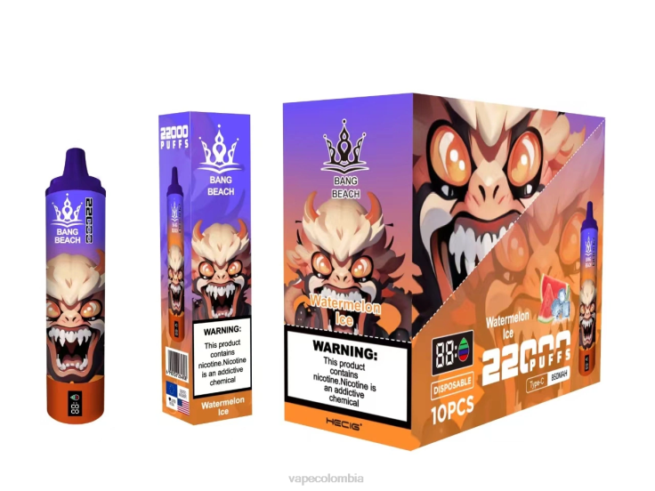 Vape Desechable - Bang Beach Pantalla inteligente de 22000 inhalaciones. H68XP22 hielo de sandia