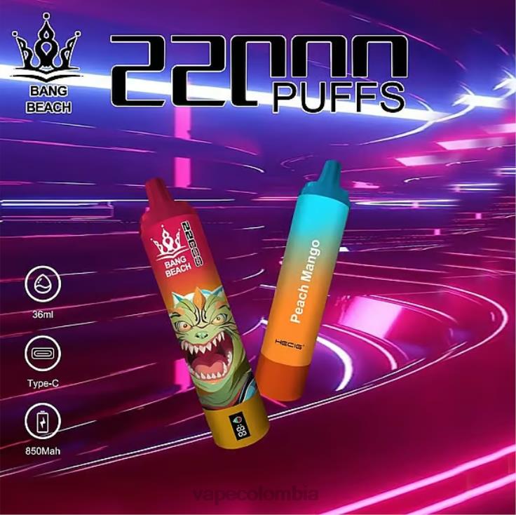 Vape Desechable - Bang Beach Pantalla inteligente de 22000 inhalaciones. H68XP24 mango durazno