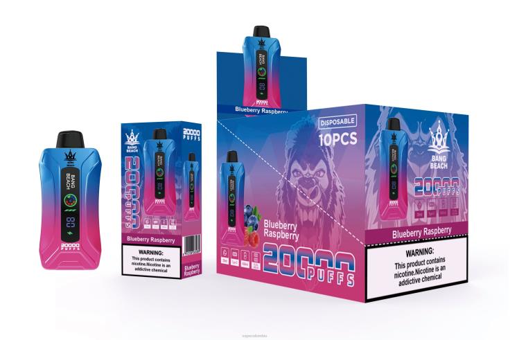 Vape Desechable - Bang Beach vape elegante de la pantalla de 20000 soplos H68XP12 frambuesa arándano