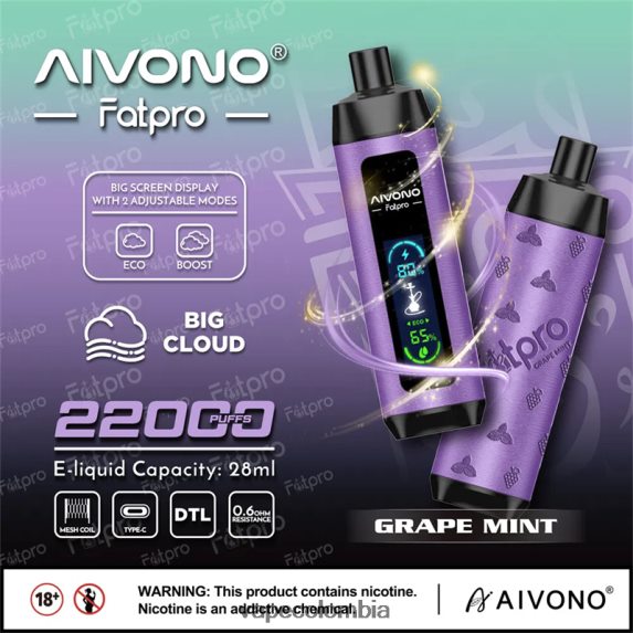 Vape Desechable - menta de uva Aivono Fatpro 22000 ZTD8222