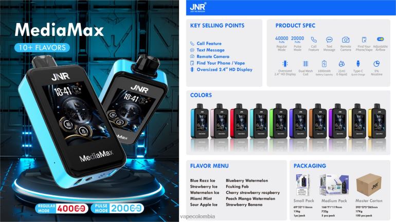 Vape kit completo - menta de miami JNR MediaMax bocanada de 40k H6RP19