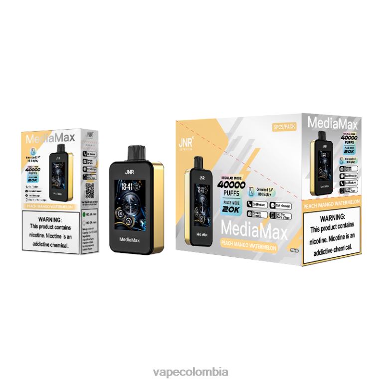 Vape sin nicotina Colombia - sandia mango durazno JNR MediaMax bocanada de 40k H6RP15