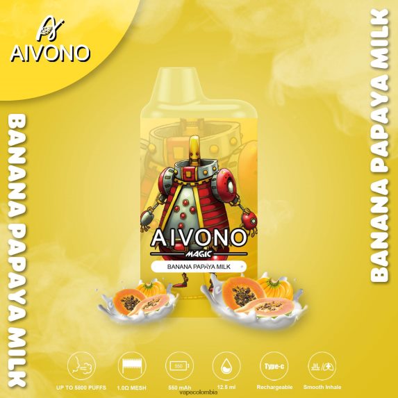 Vape Desechable - leche de plátano y papaya Aivono AIM MAGIC cigarrillo de caja de 5800 bocas ZTD82294